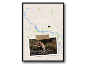 Personalizowany plakat z mapą i zdjęciem – nasze miejsce na ziemi