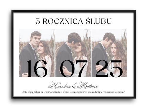 Plakat personalizowany z datą i zdjęciami – nasza historia