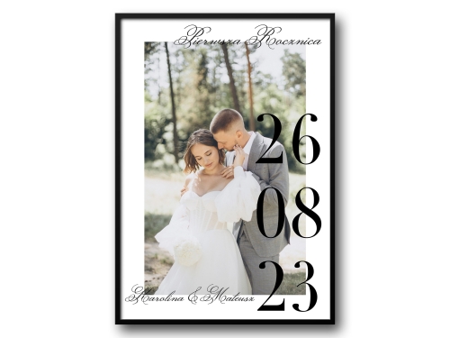 Plakat personalizowany z datą i zdjęciem – elegancki projekt dla par