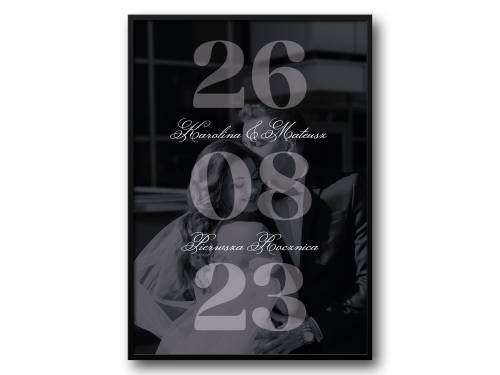 Plakat personalizowany z datą i zdjęciem – elegancka czarna wersja