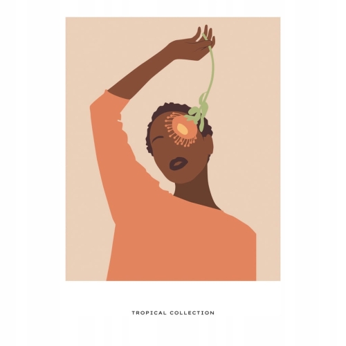 Plakat Tropiki rośliny natura kwiat kobieta