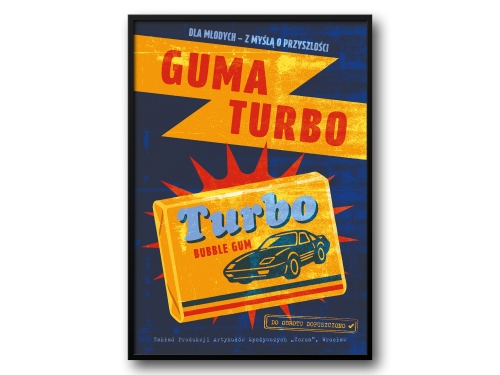 Guma Turbo – Plakat PRL / Retro Ilustracja Kultowej Gum do Żucia