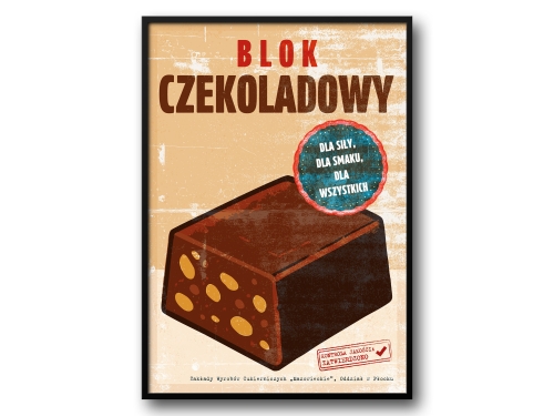 Blok Czekoladowy – Plakat PRL / Kultowy Smak Dzieciństwa