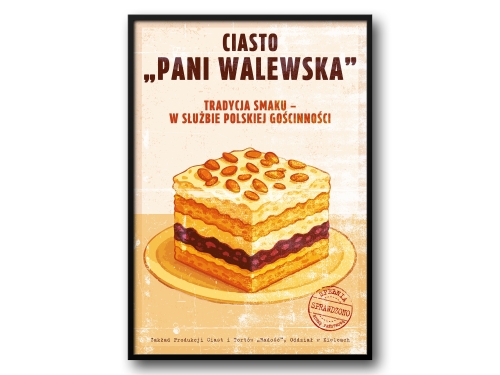 Ciasto „Pani Walewska” – Plakat PRL / Retro Ilustracja Polskiego Klasyka