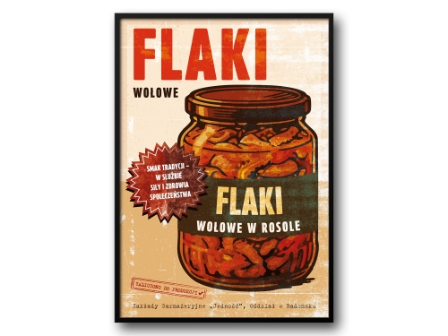 Flaki Wołowe – Plakat PRL / Retro Ilustracja Kultowego Dania