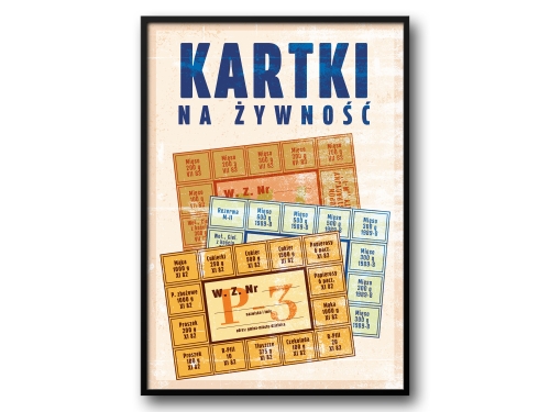 Kartki na Żywność – Plakat PRL / Retro Ilustracja Symbolu Codzienności