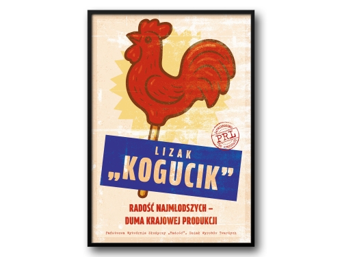 Lizak „Kogucik” – Plakat PRL / Retro Ilustracja Kultowego Lizaka