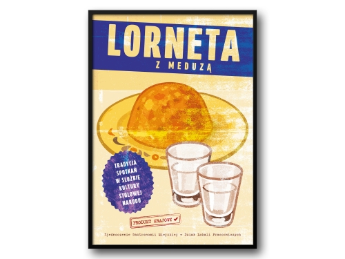 Lorneta z Meduzą – Plakat PRL / Retro Ilustracja Kultowego Zestawu Barowego