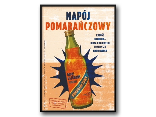 Napój Pomarańczowy – Plakat PRL / Retro Ilustracja Kultowego Gazowanego Napoju