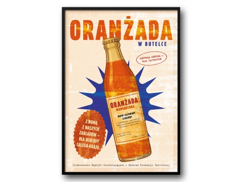 Oranżada w Butelce – Plakat PRL / Retro Ilustracja Kultowego Napoju z Czasów PRL