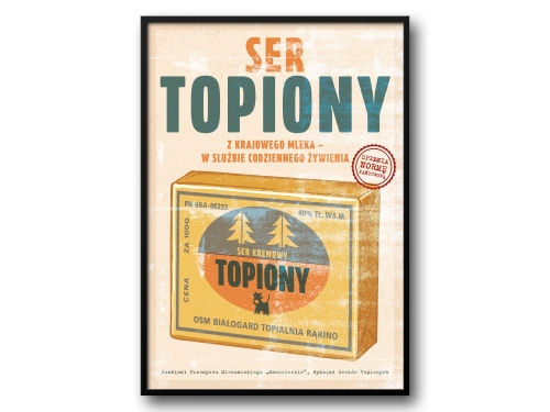 Ser Topiony – Plakat PRL / Retro Ilustracja Kultowego Nabiału