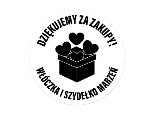 Okrągłe Naklejki Firmowe z Podziękowaniem "Dziękujemy za Zakupy!" na białej lub przezroczystej folii