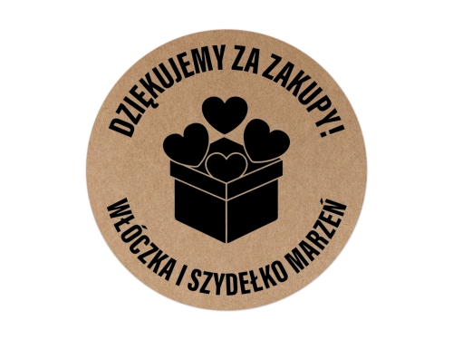 Okrągłe Naklejki Firmowe z Podziękowaniem "Dziękujemy za Zakupy!" na papierze Kraft 