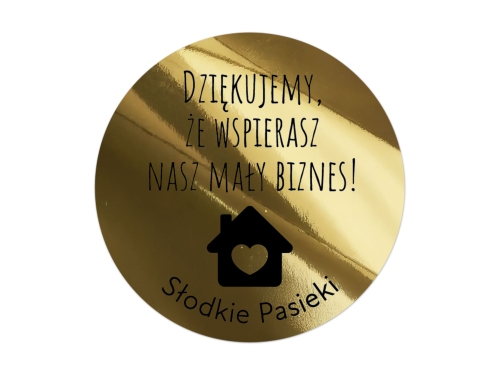 Personalizowane Naklejki E-commerce "Wspierasz Nasz Mały Biznes" na złotej folii