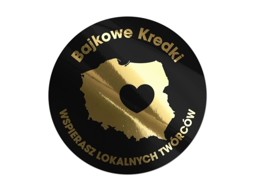 Ekskluzywne Naklejki "Wspierasz Lokalnych Twórców" złocone na czarnej folii