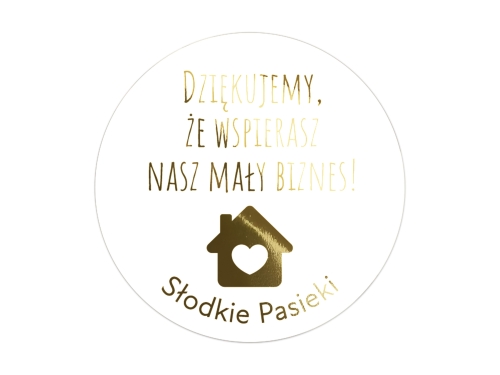 Personalizowane Naklejki E-commerce "Wspierasz Nasz Mały Biznes" złocone naklejki