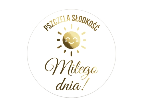 Naklejki Okrągłe "Miłego Dnia!" złocone naklejki