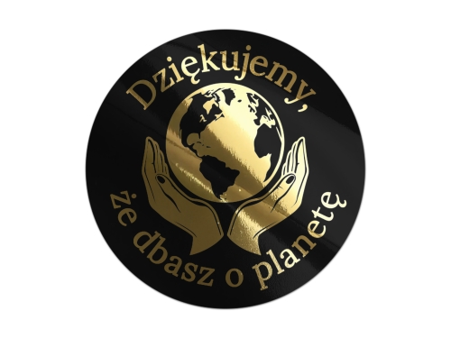 Złocone naklejki na czarnej folii Eco, Zero Waste Nr 8