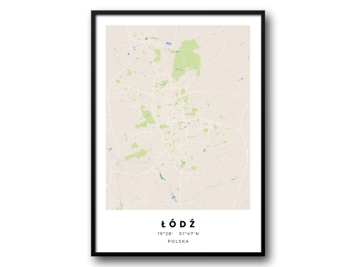 Minimalistyczny Plakat Mapa Łódź – Nowoczesna Mapa w Skandynawskim Stylu