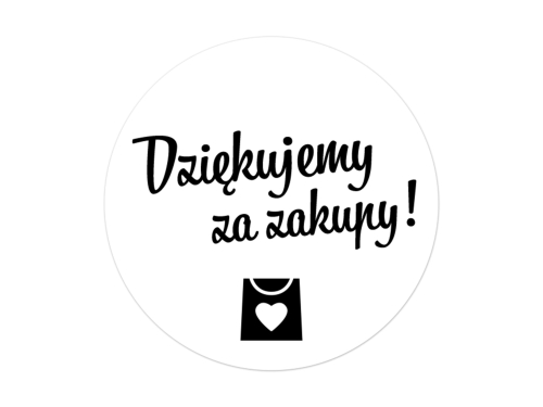 500 naklejek „Dziękujemy za zamówienie” średnica 50 mm – czarny nadruk, wersja 3