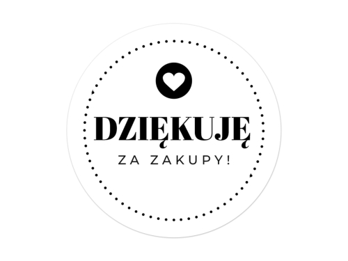 500 naklejek „Dziękujemy za zamówienie” średnica 50 mm – czarny nadruk, wersja 4