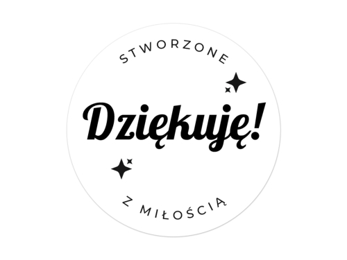500 naklejek „Dziękujemy za zamówienie” średnica 50 mm – czarny nadruk, wersja 5