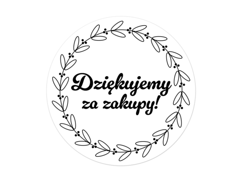 500 naklejek „Dziękujemy za zamówienie” średnica 50 mm – czarny nadruk, wersja 7