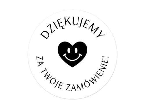 500 naklejek „Dziękujemy za zamówienie” średnica 50 mm – czarny nadruk, wersja 9