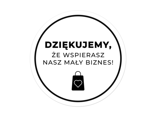 500 naklejek „Dziękujemy za zamówienie” średnica 50 mm – czarny nadruk, wersja 10