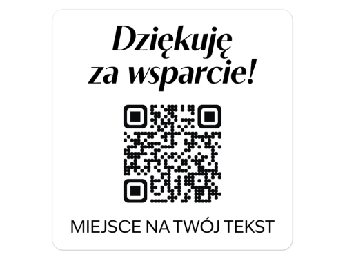 Kwadratowe etykiety z kodem QR i własnym tekstem – nadruk czarny