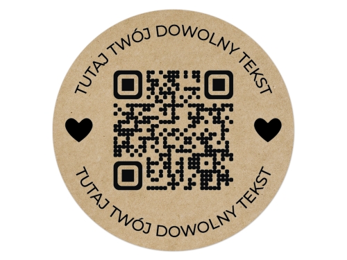 Okrągłe naklejki z kodem QR Papier Samoprzylepny Kraft– czarny nadruk