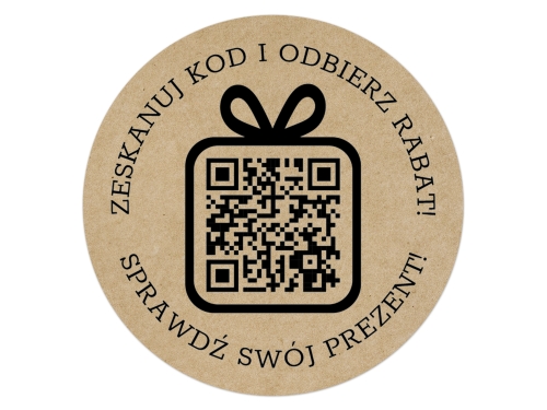 Okrągłe naklejki z kodem QR i własnym tekstem Papier Samoprzylepny Kraft– personalizowane naklejki