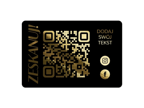 Złocone Naklejki prostokątne z kodem QR i tekstem – Czarna Folia