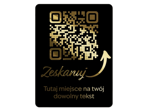 Złocone Naklejki prostokątne z kodem QR – Czarna Folia, Personalizowane Naklejki