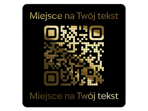Złocone Naklejki kwadratowe z kodem QR– Czarna Folia