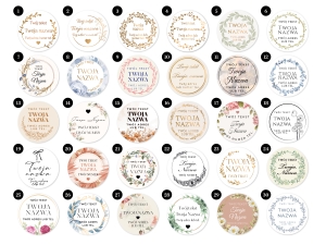 Personalizowane naklejki dla kwiaciarni – etykiety na bukiety, pudełka i torebki, RÓŻNE WZORY, od 100 szt. 