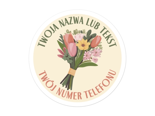 Personalizowane naklejki dla kwiaciarni – subtelne etykiety florystyczne na opakowania, od 100 szt.