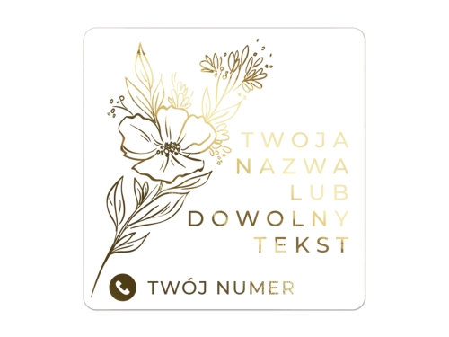 Złocone naklejki dla kwiaciarni – etykiety do pakowania bukietów i flower boxów, od 100 szt.