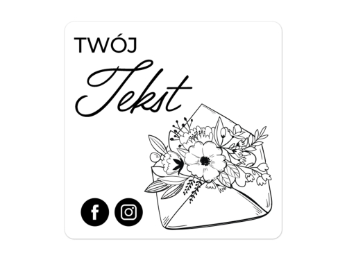 Naklejki dla kwiaciarni z czarnym nadrukiem – subtelne etykiety do opakowań prezentowych, od 100 szt.