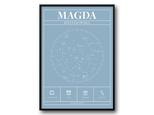 Mapa Gwiazd z Dnia Narodzin Dziecka – Metryczka Personalizowana