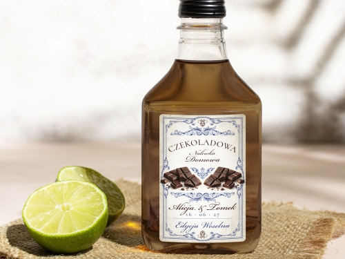 Naklejki na butelki 100 ml setki Czekoladówka, na Czekoladówkę etykiety na wesele