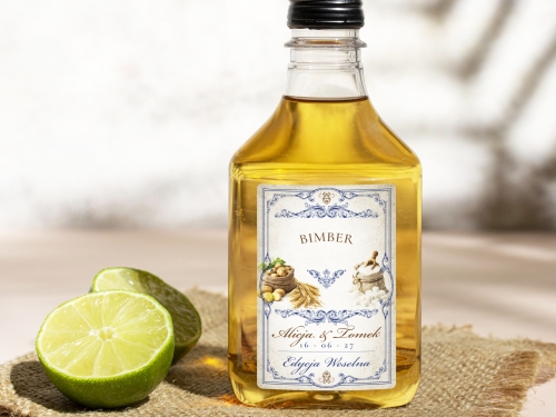 Naklejki na butelki 100 ml setki Bimber, na Bimber etykiety na wesele