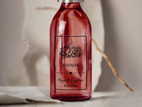 Naklejki na alkohol weselny- Ratafia, Etykieta na Nalewkę