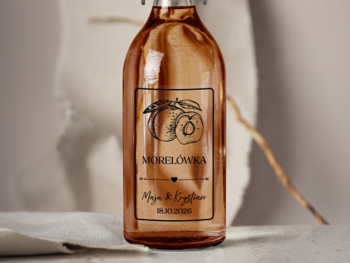 Naklejki na alkohol weselny- Morelówka, Etykieta na Nalewkę