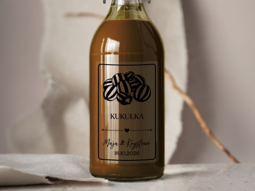 Naklejki na alkohol weselny- Kukułka, Kukułkówka, Etykieta na Nalewkę