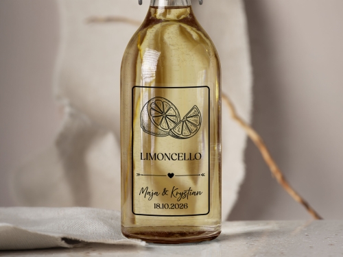 Naklejki na alkohol weselny- Limoncello, Etykieta na Nalewkę