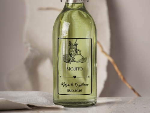 Naklejki na alkohol weselny- Mojito, Etykieta na Nalewkę