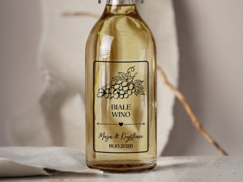Naklejki na alkohol weselny- Białe Wino, Etykieta na Nalewkę