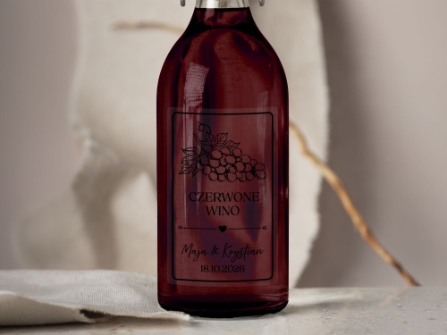 Naklejki na alkohol weselny- Czerwone Wino, Etykieta na Nalewkę