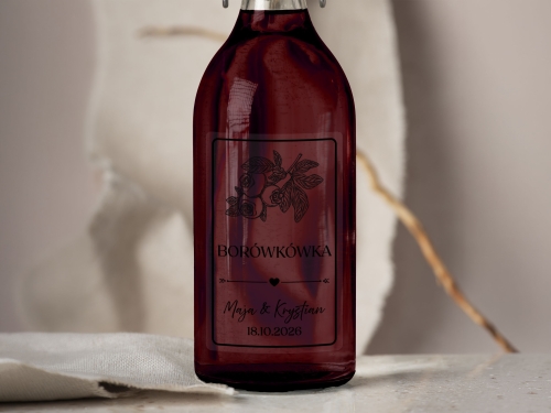 Naklejki na alkohol weselny- Borówkówka, Etykieta na Nalewkę